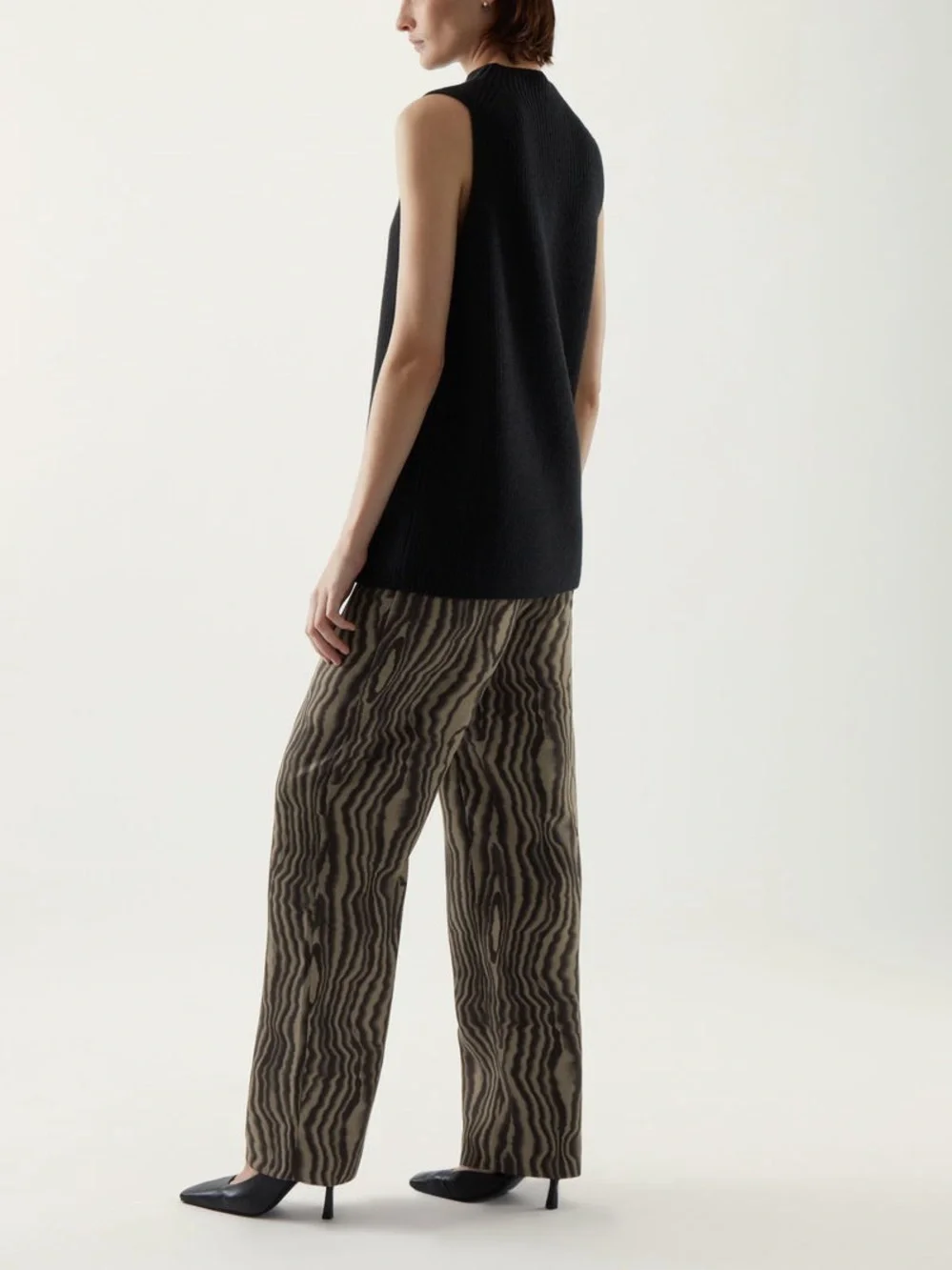 Cos Loose Trouser medium green and black abstract print